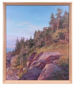 LATE 20TH C. VIEW OF MONHEGAN INITIALED "PDPS"