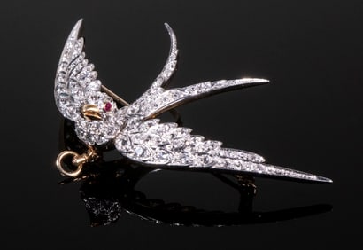 HANDMADE VINTAGE SWALLOW PENDANT/BROOCH