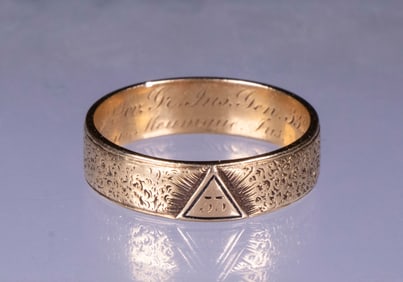 DATED 1862 MASONIC GOLD RING 33RD DEGREE BOSTON