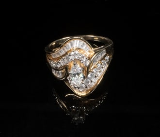 LADIES BYPASS DESIGN DIAMOND RING