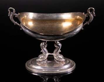 GERMAN SILVER OVAL FOOTED BOWL