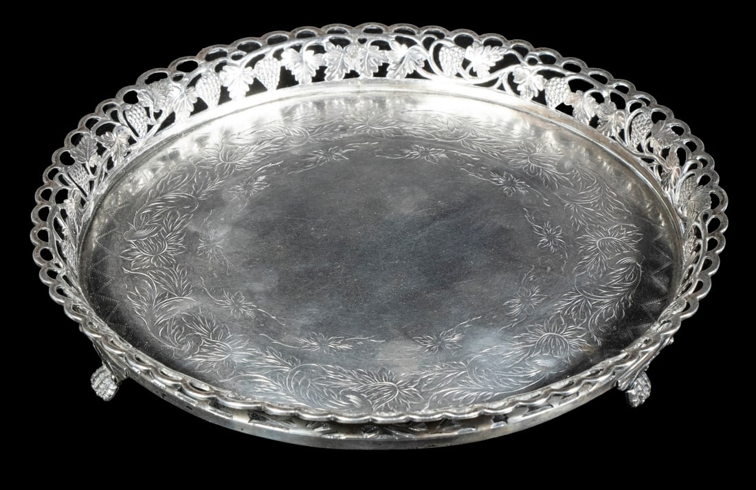 MID-19TH C. PORTUGUESE SILVER SALVER (1 of 3)