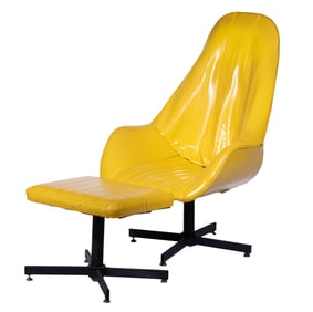 FRANK & SON MID-CENTURY CHAIR & OTTOMAN