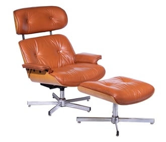 COFEMO EAMES STYLE LOUNGE CHAIR WITH OTTOMAN
