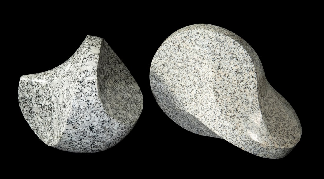 DAVID SYWALSKI (ME, 20TH/21ST C.): (2) Finely Crafted Abstract Sculptures, in carved and polished granite, both unsigned, 7 1/4" x 8" x 8 1/4" and 8 1/4" x 11" x 8 1/4".