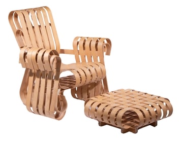 FRANK GEHRY FOR KNOLL "POWER PLAY" CHAIR & OTTOMAN