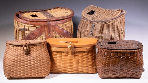 (5) VINTAGE FISHING CREELS