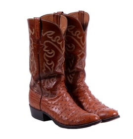 PR LUCCHESE OSTRICH & LEATHER BOOTS