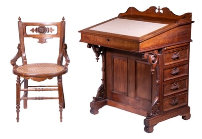 VICTORIAN DAVENPORT DESK & CHAIR
