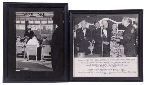 1975 CEREMONIAL NY YACHT CLUB PHOTO WITH MOUNTBATTEN AND THE PRINCE OF WALES, PLUS WWII US NAVY