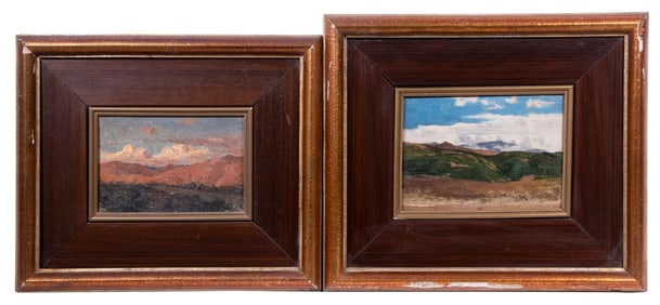 WESTERN MOUNTAINS IN OIL SIGNED P. LANG (?)