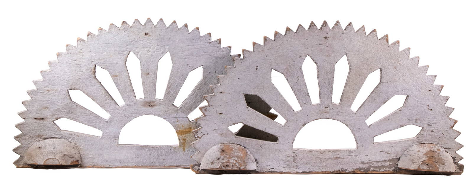 Pr White Painted Architectural Fans Auction