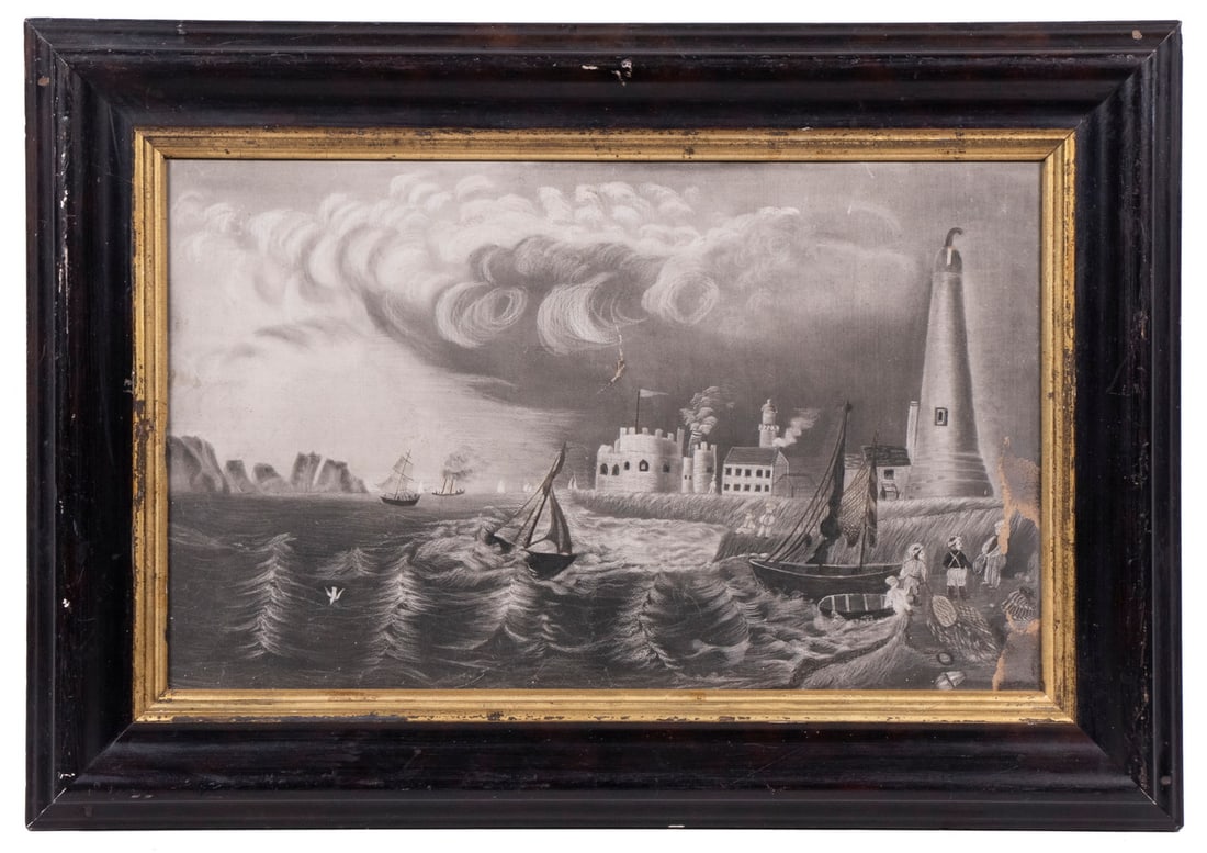 19TH C. SAND PAPER PAINTING (1 of 3)