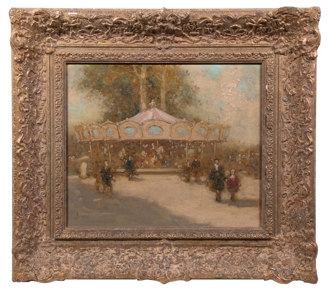 PAINTING OF CAROUSEL, SIGNED 'AMSELL' (1 of 4)