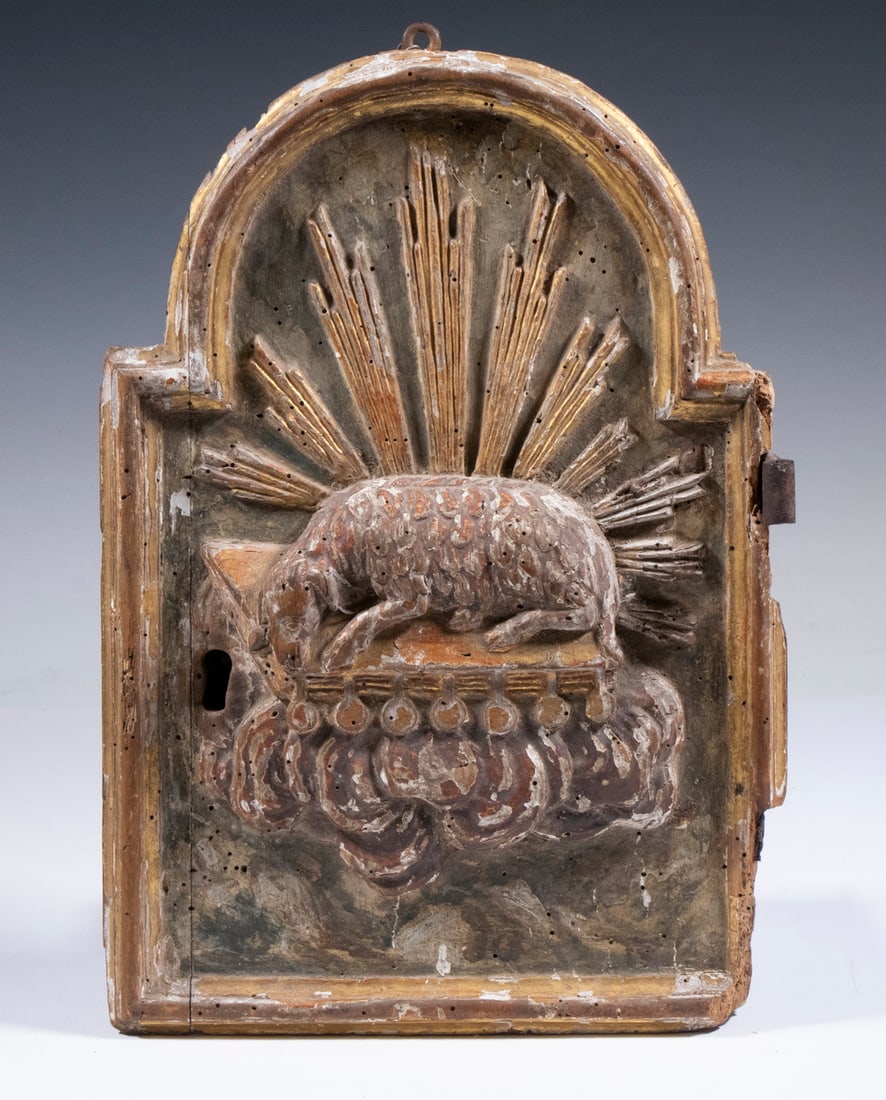 18TH C. SPANISH COLONIAL TOMBSTONE TABERNACLE DOOR (1 of 4)