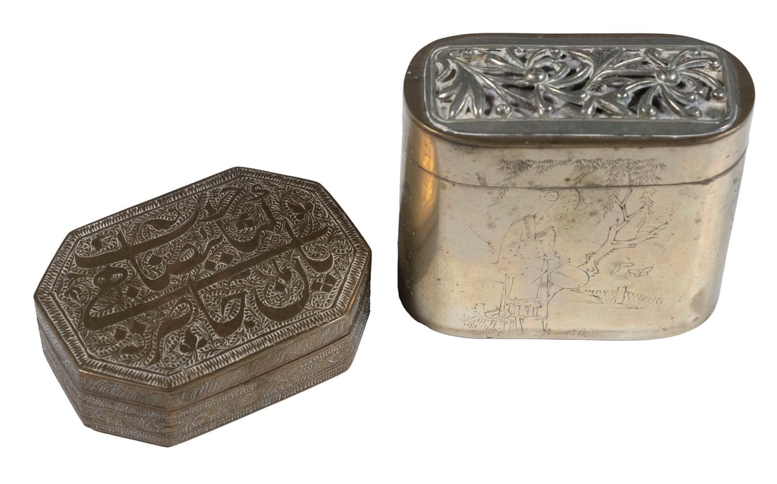 (2) SMALL CHINESE METAL BOXES (1 of 2)