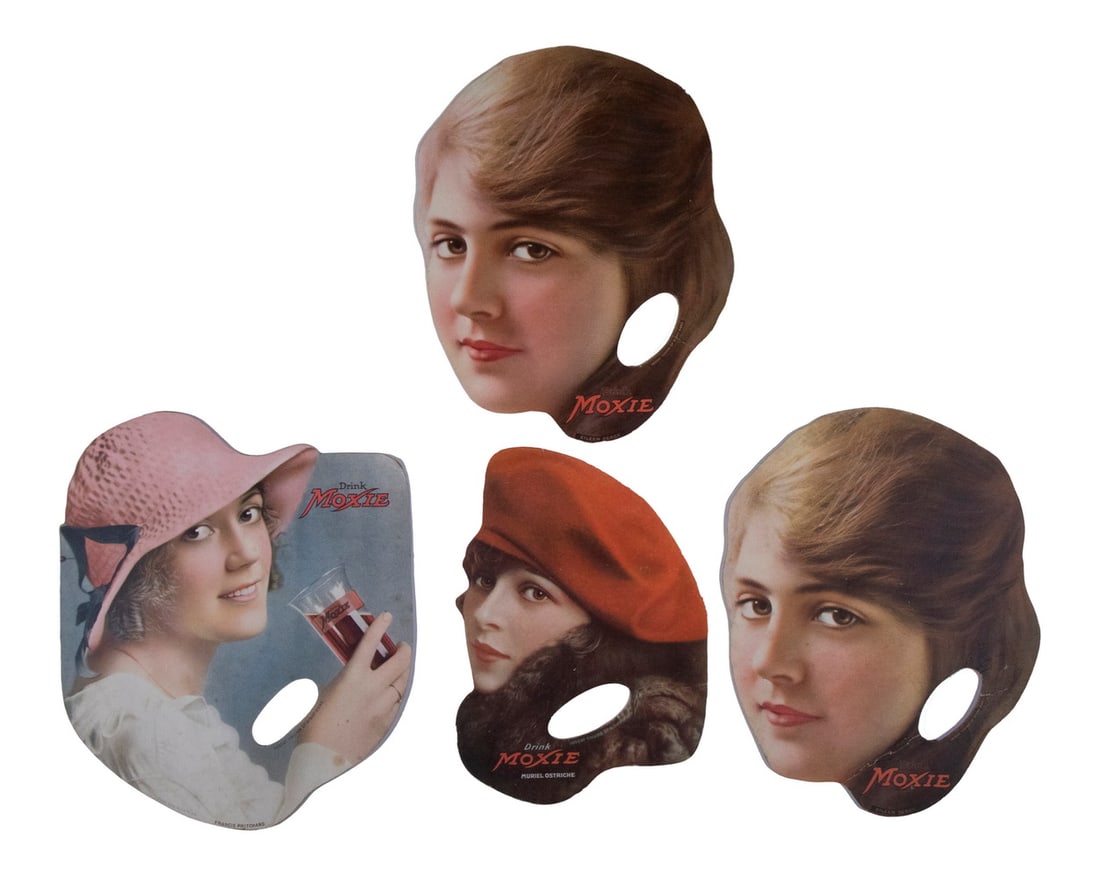 (4) VINTAGE MOXIE ADVERTISING HAND FANS (1 of 2)