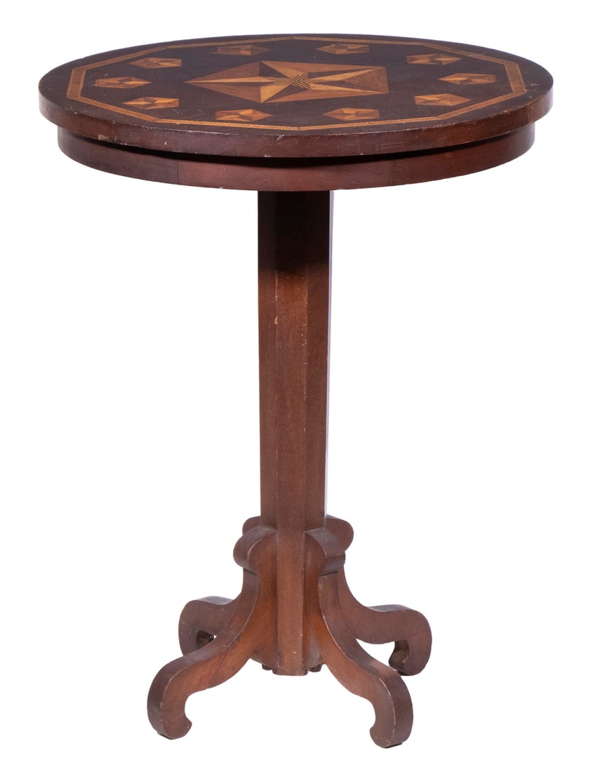 INLAID PEDESTAL SIDE TABLE (1 of 3)