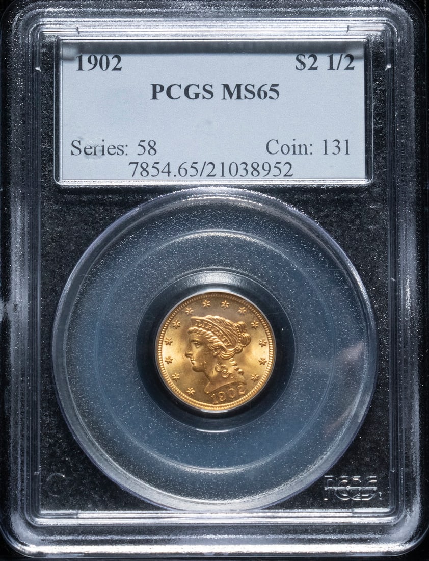 1902 LIBERTY HEAD $2.50 GOLD COIN: P.C.G.S. M.S 65