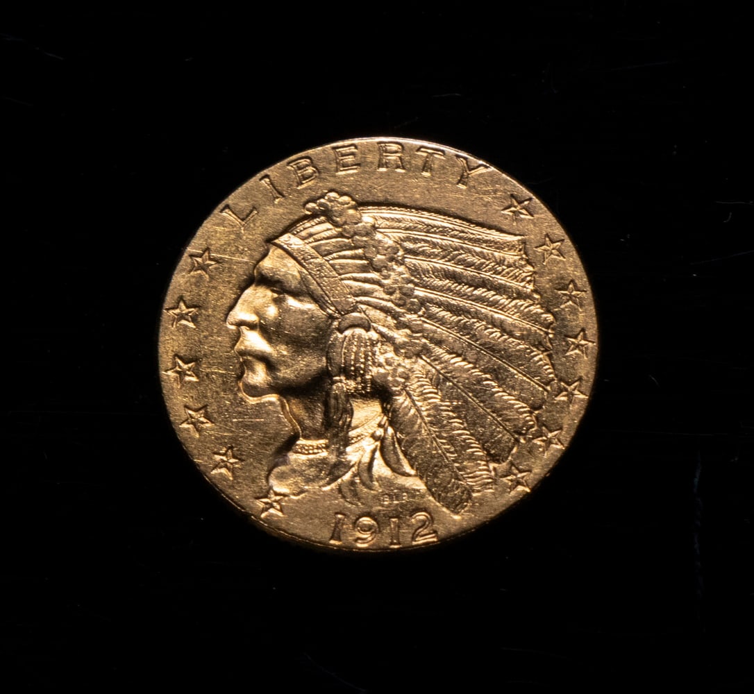 1912 INDIAN HEAD $2.50 GOLD COIN: UNC-60
