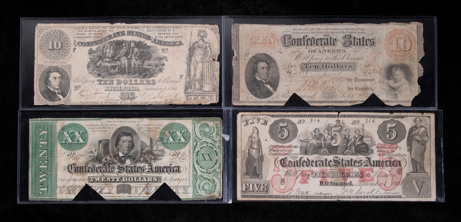 (4) PIECES OF CONFEDERATE MONEY (1 of 2)