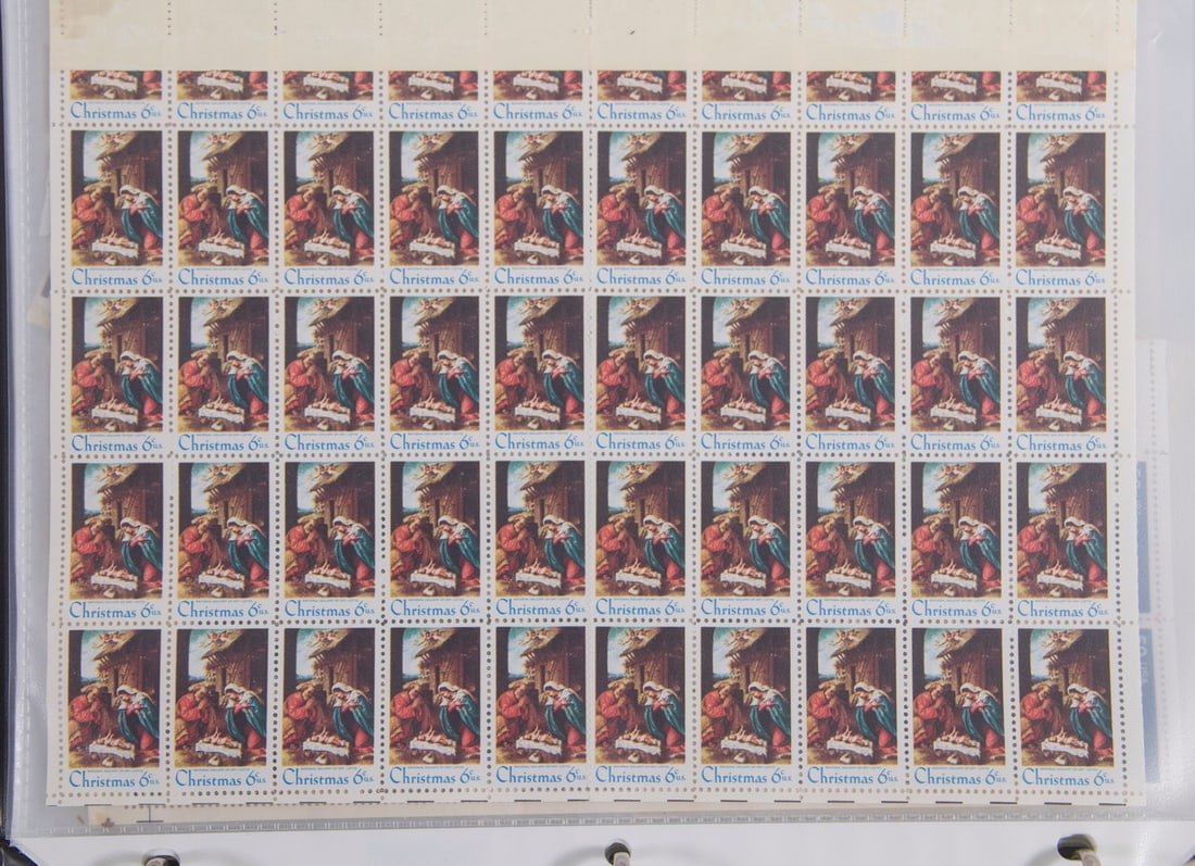 (1) FILE BOX OF FULL SHEETS, BLOCKS US POSTAL COMMEMORATIVES (1 of 4)