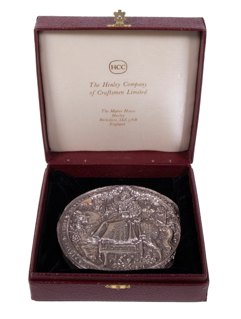CASED SILVER REPLICA ROYAL SEAL OF ELIZABETH I (1 of 5)