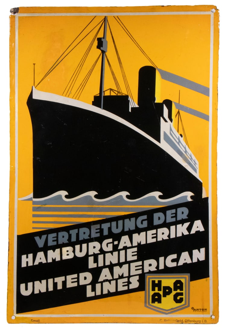 HAMBURG-AMERIKA LINE PORCELAIN SIGN (1 of 4)