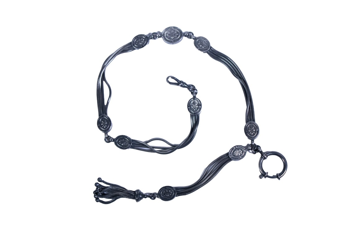 STERLING SILVER VICTORIAN ERA POCKET WATCH CHAIN (1 of 1)