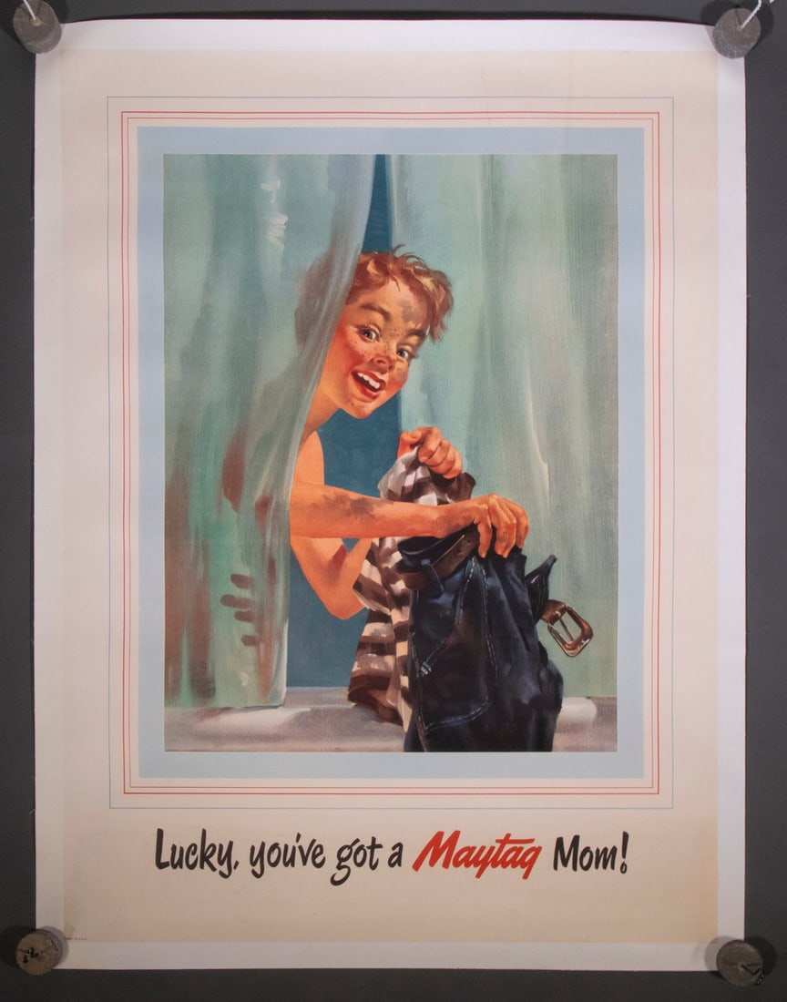 CIRCA 1955 WASHING MACHINE ADVERTISING POSTER, UNFRAMED (1 of 3)