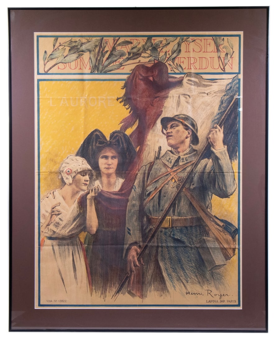 SCARCE 1918 FRENCH WWI POSTER, FRAMED (1 of 6)