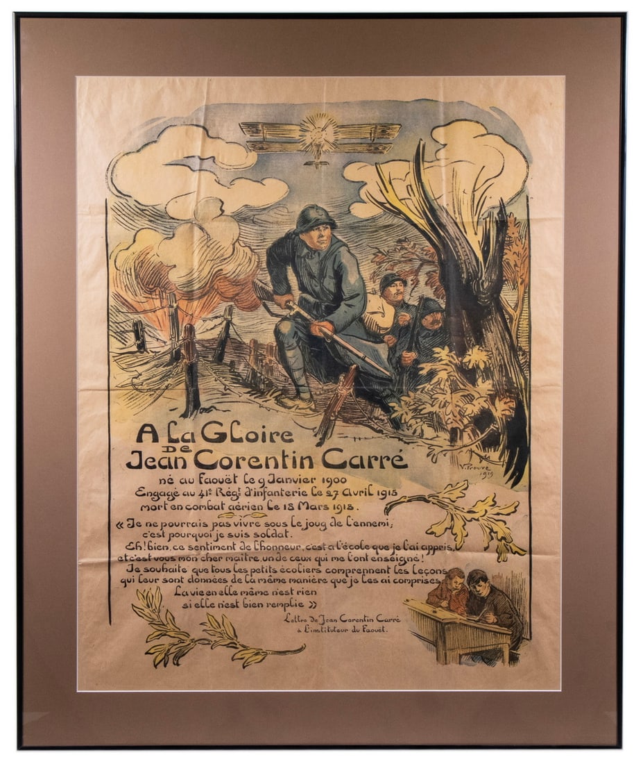 SCARCE 1918 FRENCH WWI POSTER, FRAMED (1 of 4)