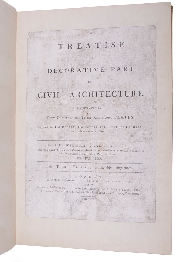 RARE 18TH C . ARCHITECTURAL TREATY FOLIO W/ ENGRAVINGS (1 of 5)