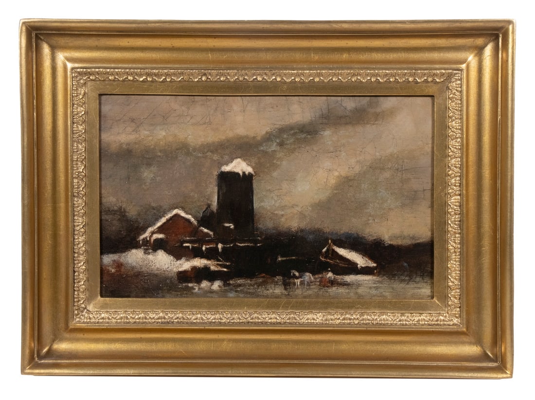 LATE 19TH C. NEW ENGLAND WINTER FARM SCENE (1 of 3)