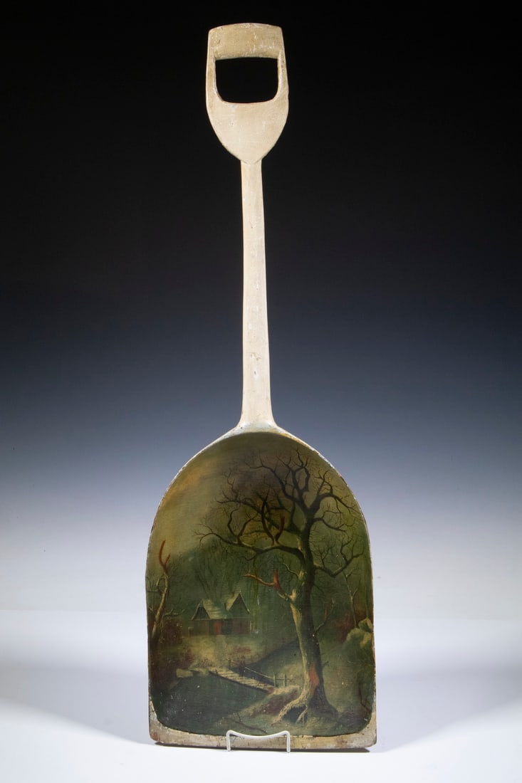 19TH C. MAINE PAINTED GRAIN SHOVEL (1 of 2)
