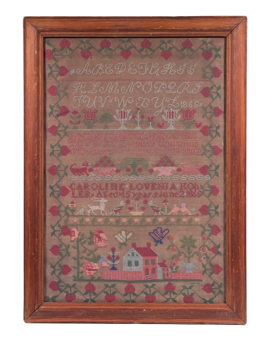 LARGE CIVIL WAR ERA SAMPLER, FRAMED (1 of 2)