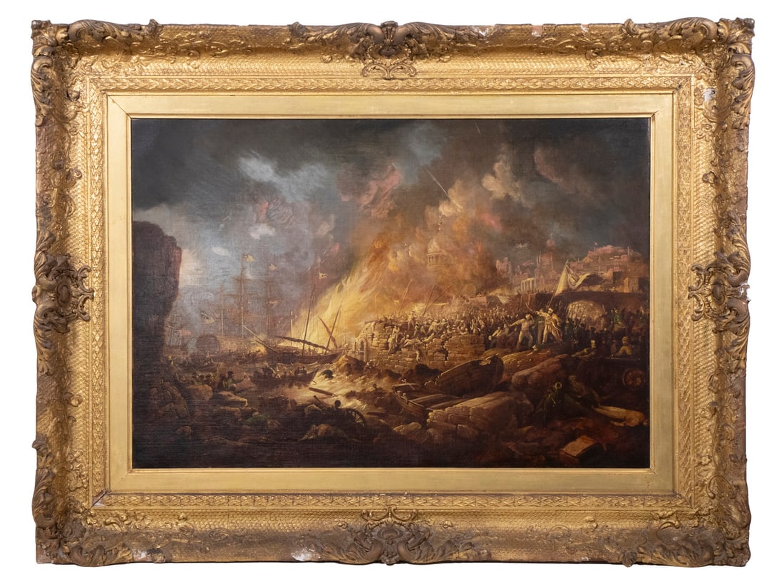 MONUMENTAL EARLY 19TH C. BRITISH VS TURKS BATTLE SCENE (1 of 4)