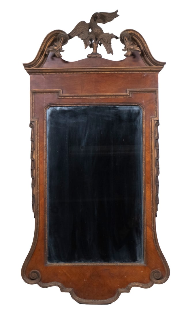 EARLY 20TH C. LARGE CHIPPENDALE STYLE LOOKING GLASS (1 of 3)