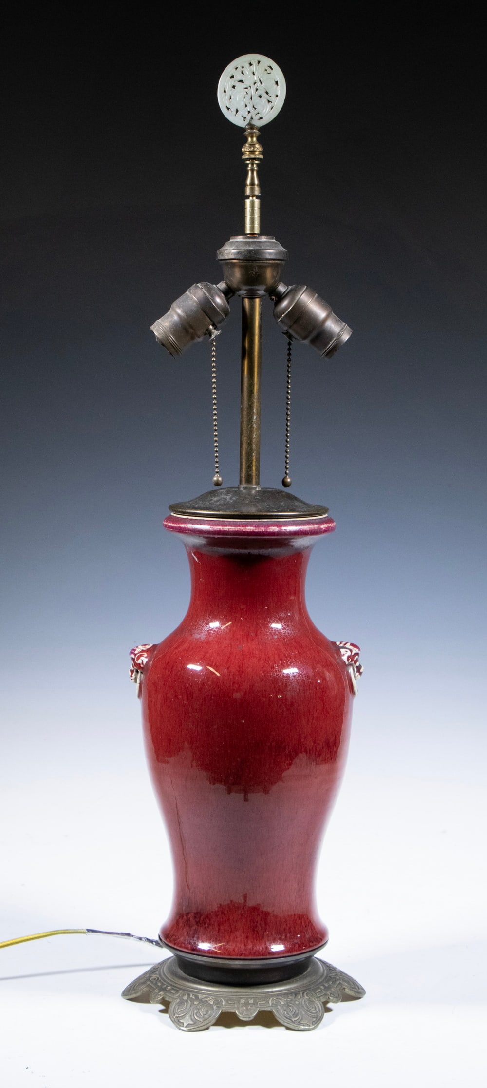 CHINESE OXBLOOD GLAZED VASE WIRED AS A LAMP (1 of 4)