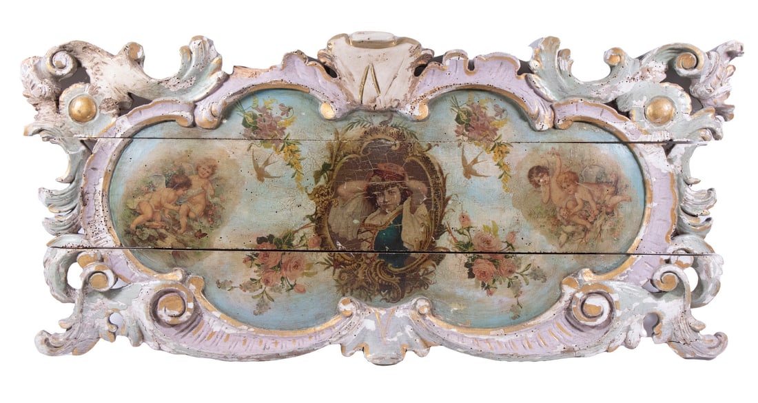 19TH C. ITALIAN PAINTED ARCHITECTURAL CARTOUCHE (1 of 4)