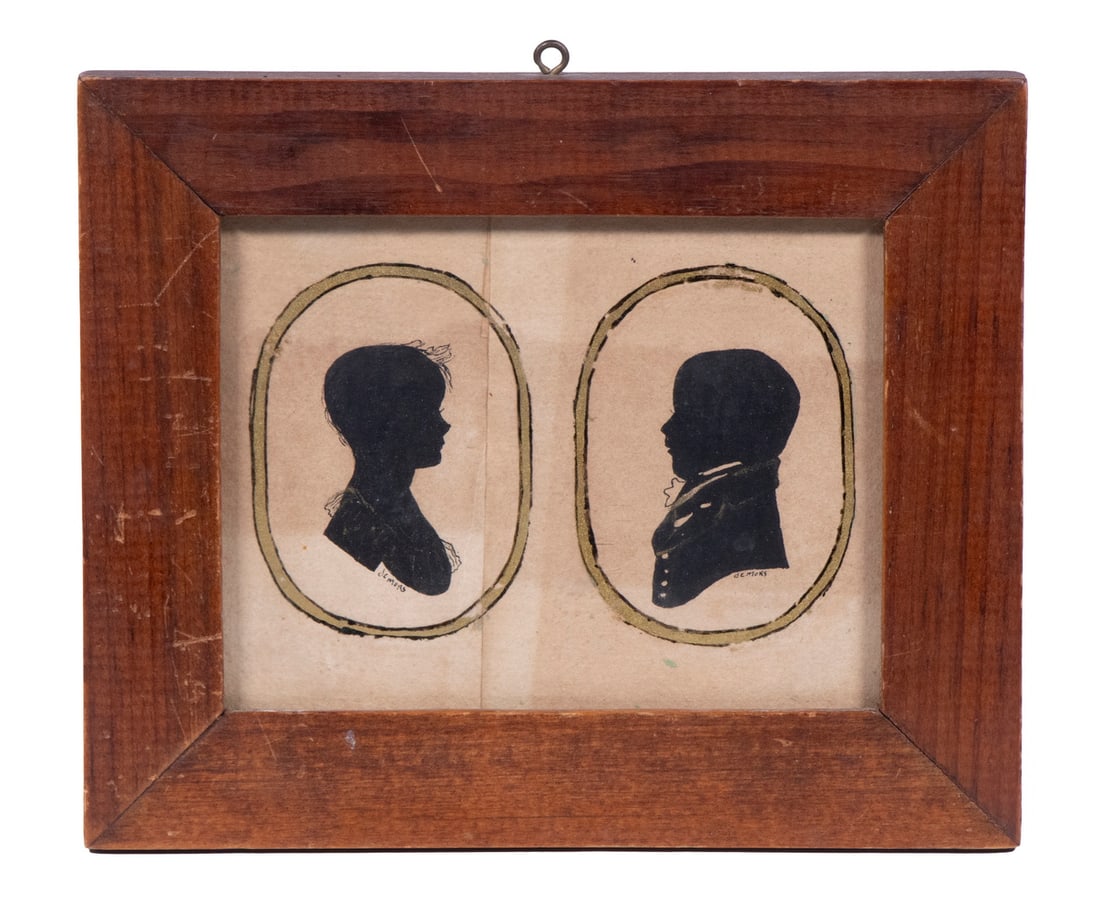 PAIR OF CA 1810 BRITISH SILHOUETTES SIGNED 'DE MORS', IN ONE FRAME (1 of 4)