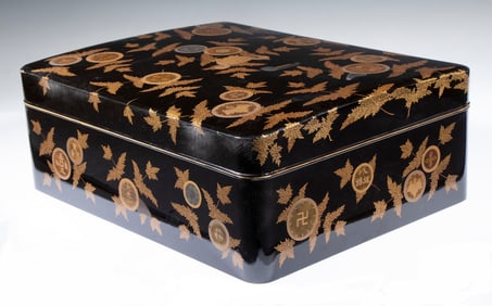 19TH C. JAPANESE LACQUERED BOX W/ OUTER BOX