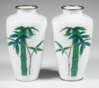 PR JAPANESE CLOISONNE BAMBOO VASES