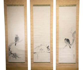 TRIPTYCH JAPANESE SCROLLS IN ONE BOX, ARTIST UNKNOWN