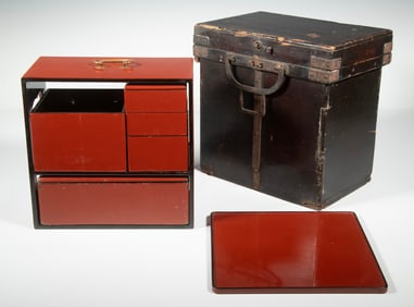 CASED JAPANESE LACQUER SAGE JUBAKO PICNIC SET