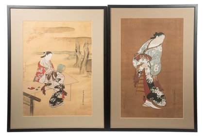 (2) JAPANESE PAINTINGS AFTER CHOSHUN, FRAMED