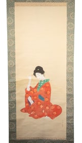 JAPANESE FIGURAL SCROLL, SIGNED