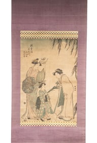 JAPANESE WOODBLOCK PRINT ON SCROLL