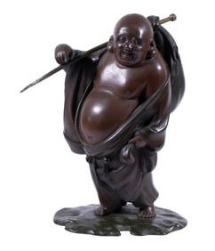 JAPANESE BRONZE HOTEI SCULPTURE WITH SEAL MARK