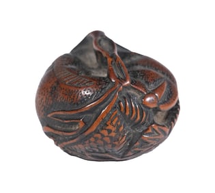 JAPANESE EDO FIGURAL WOOD NETSUKE
